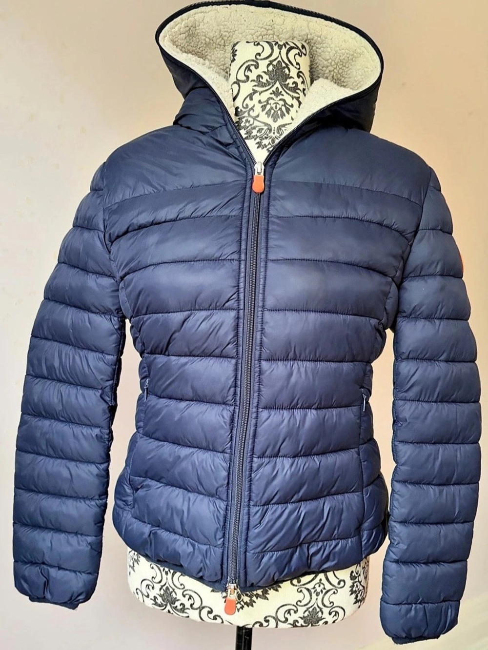 Excellent Condition Save The Duck Faux Shearling Lining Hooded Puffer Jacket XS